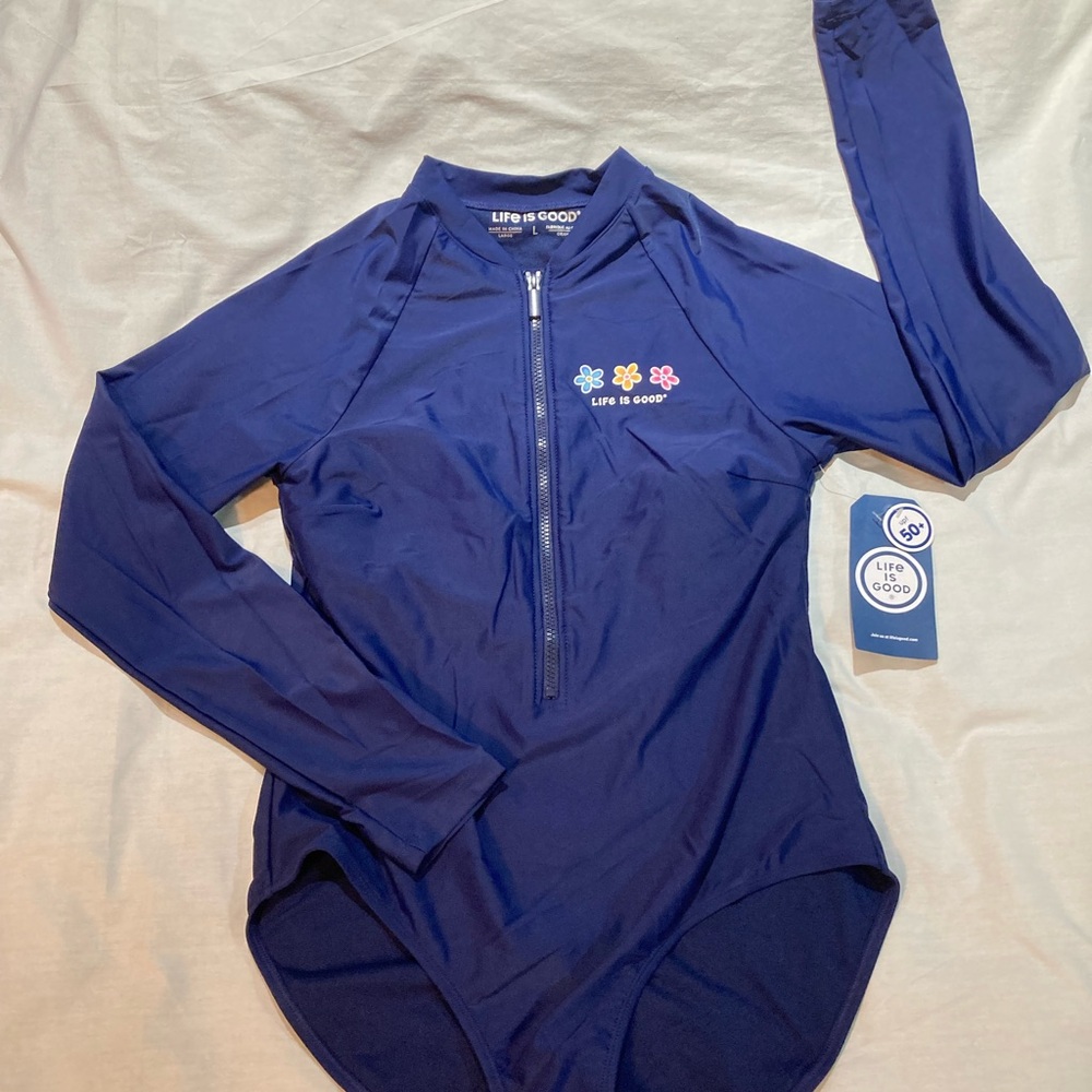 Women’s Life is Good, L/S 1 piece bathing suit! 3/4 zip,  NWT! $72.00!